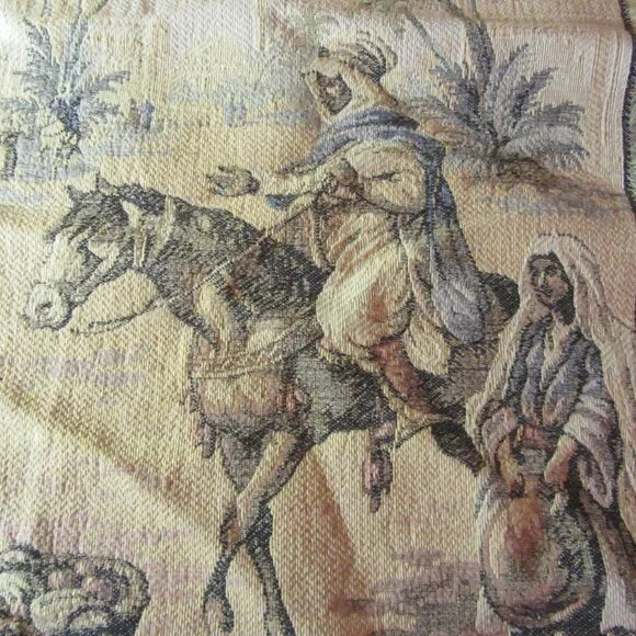 vintage middle eastern arabian market scene tapestry 17.5x18.5 (H151)